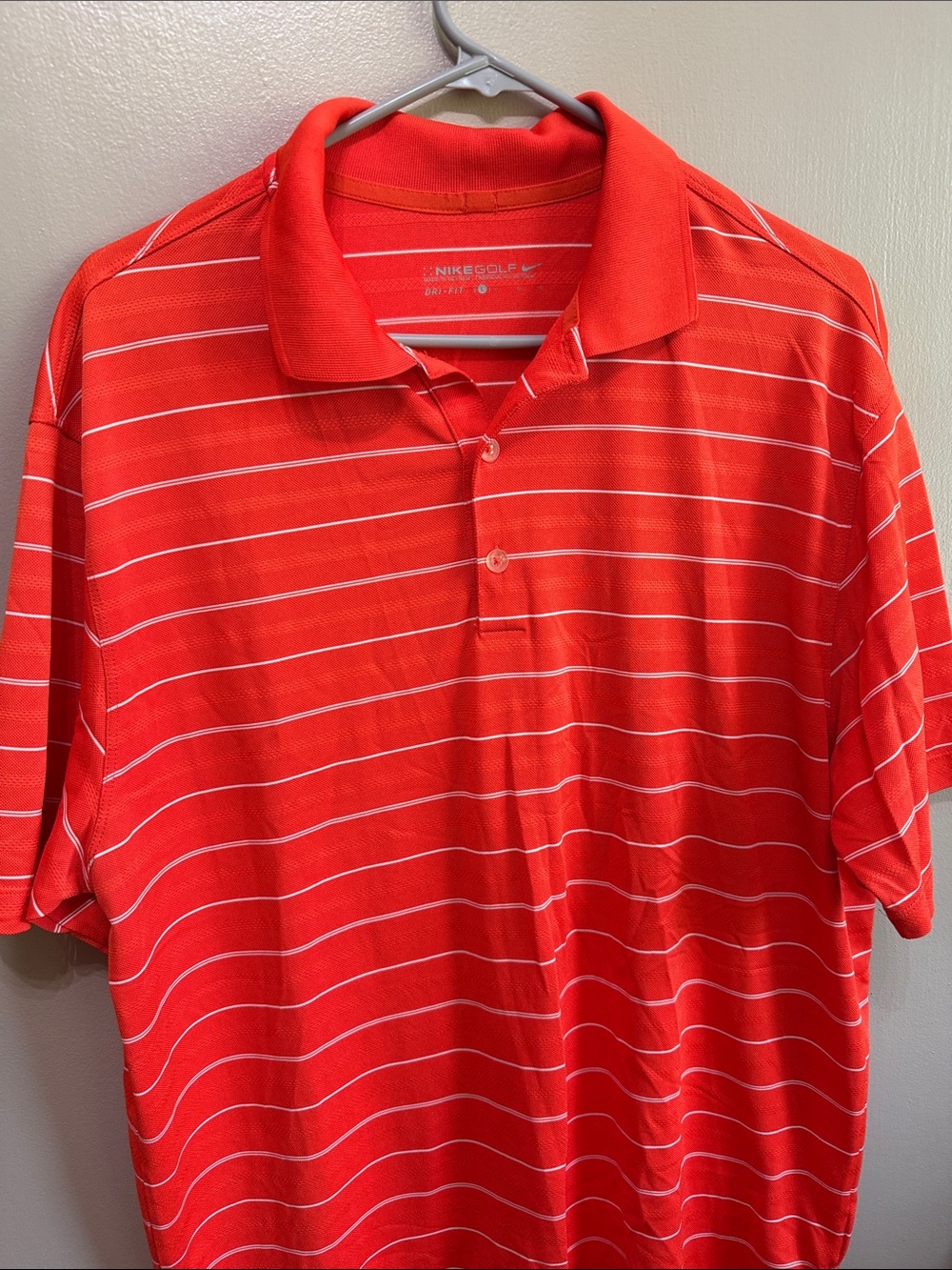 Nike Red Polo with Thin White Stripes